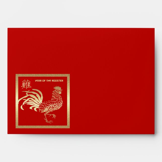 Chinese Year of the Rooster Red Hong Bao Envelope (Front)