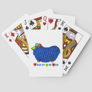 Chinese Year of the Sheep Blue Playing Cards