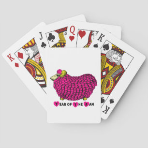 Chinese Year of the Sheep Pink Playing Cards