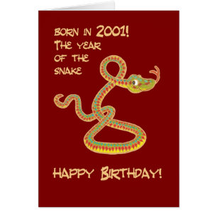 Chinese Year of the Snake Birthday Card, 2001