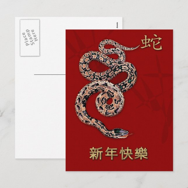 Chinese Year of the Snake  Holiday Postcard (Front/Back)