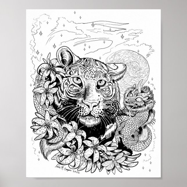 Chinese Year of the Tiger 2022 Colouring Poster (Front)