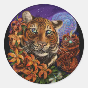 Chinese Year of the Tiger 2022 New Art Classic Round Sticker