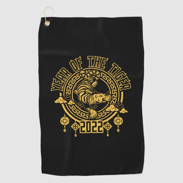 Chinese Year of the Tiger 2022 Silhouette Golf Towel (Front)