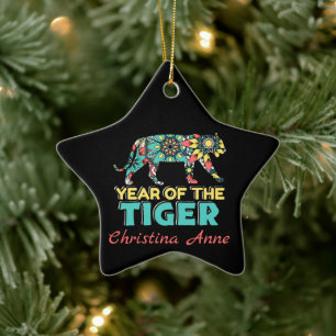 Chinese Year of the Tiger - Mandala Ceramic Tree Decoration
