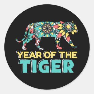 Chinese Year of the Tiger - Mandala Classic Round Sticker