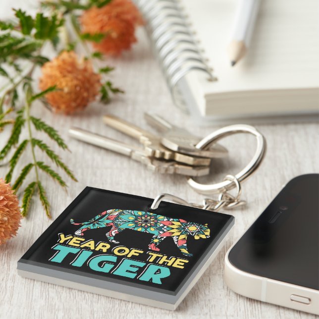 Chinese Year of the Tiger - Mandala Key Ring (Front Right)