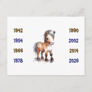 Chinese Years of the Horse 1942 to 2026 Postcard