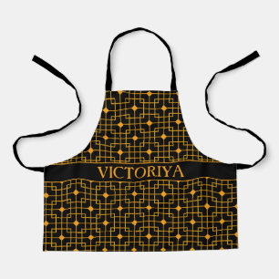Chinese Yellow Black Minimal Pattern Apron