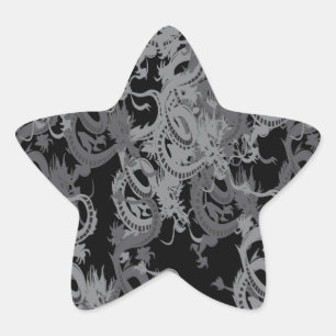 Chinese Ying Yang Dragon Star Sticker