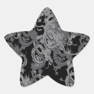 Chinese Ying Yang Dragon Star Sticker