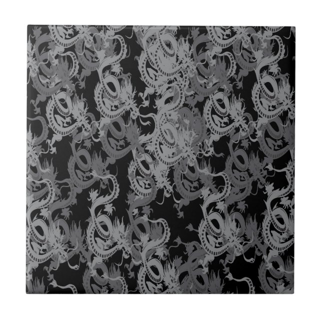 Chinese Ying Yang Dragon Tile (Front)