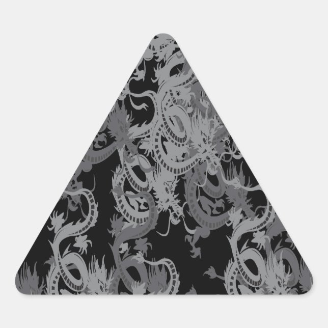 Chinese Ying Yang Dragon Triangle Sticker (Front)
