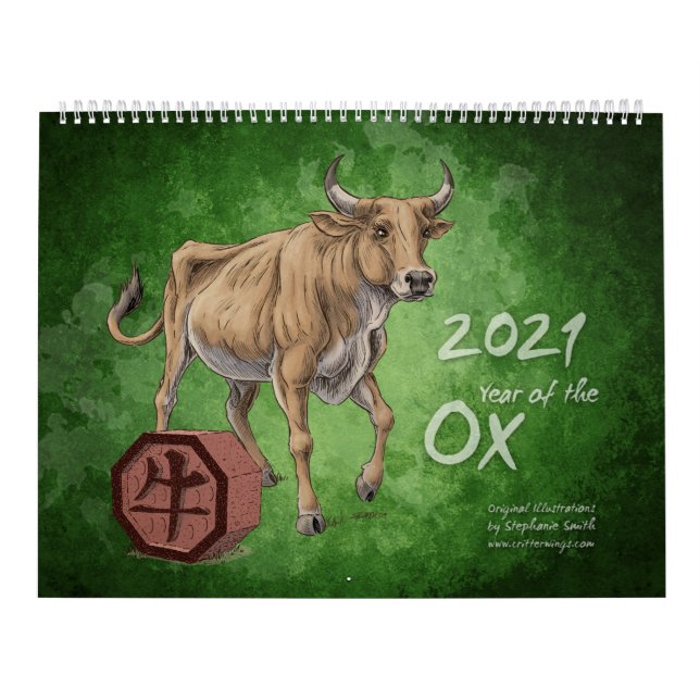 Chinese Zodiac 2021: Year of the Ox Artwork Calendar (Cover)