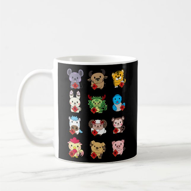 Chinese Zodiac Animal Signs Lunar New Year Coffee Mug (Left)