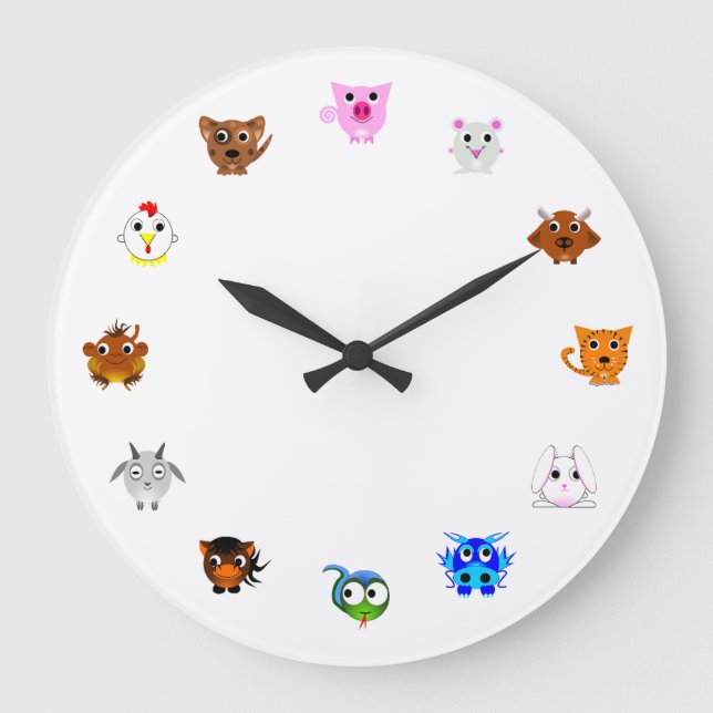 Chinese Zodiac Animals Large Clock (Front)