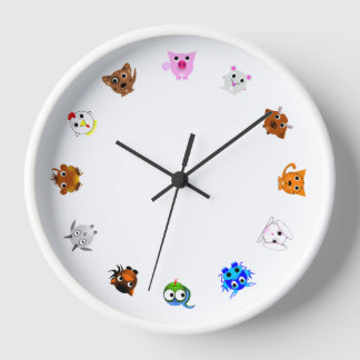 Chinese Zodiac Animals (rotated) Clock