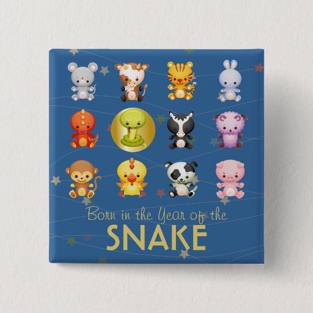 Chinese Zodiac Animals Year of the Snake 15 Cm Square Badge (Front)