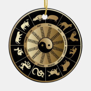 Chinese Zodiac Chart Ceramic Tree Decoration