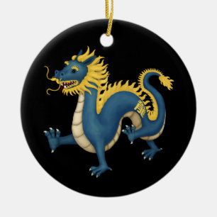 Chinese Zodiac Dragon Astrology Sign Black Ceramic Tree Decoration