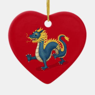 Chinese Zodiac Dragon Astrology Sign Red Ceramic Tree Decoration