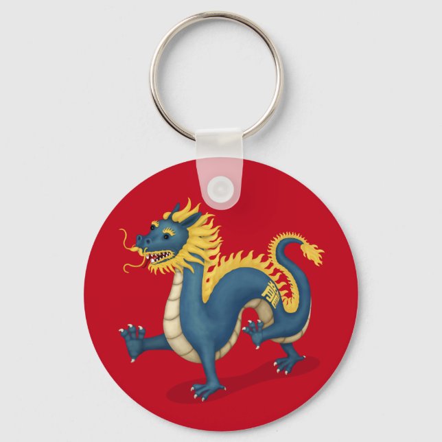 Chinese Zodiac Dragon Astrology Sign Red Key Ring (Front)