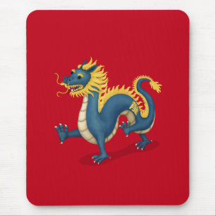 Chinese Zodiac Dragon Astrology Sign Red Mouse Mat