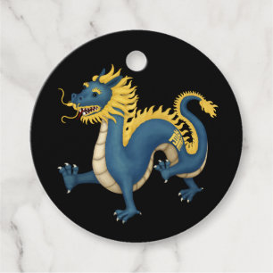 Chinese Zodiac Dragon Cute Astrology Sign Black Favour Tags