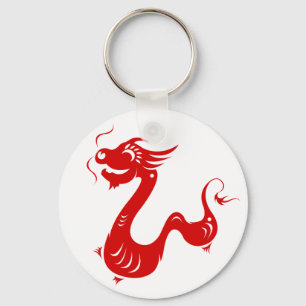 CHINESE ZODIAC DRAGON PAPERCUT ILLUSTRATION KEY RING
