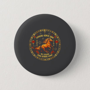 Chinese Zodiac Fire Horse 2026 -legend Since 1966  6 Cm Round Badge