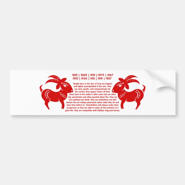 CHINESE ZODIAC GOAT PAPERCUT ILLUSTRATION BUMPER STICKER (Front)