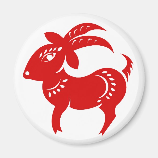 CHINESE ZODIAC GOAT PAPERCUT ILLUSTRATION MAGNET (Front)