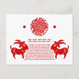CHINESE ZODIAC GOAT PAPERCUT ILLUSTRATION POSTCARD
