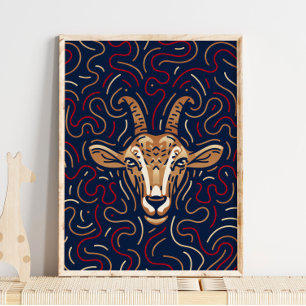 Chinese Zodiac Goat Zodiac Digital Print