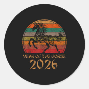 Chinese Zodiac Horse2026 Decorations Year Of The H Classic Round Sticker