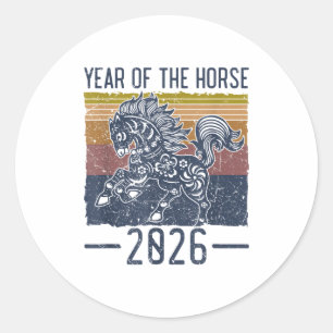 Chinese Zodiac Horse2026 Decorations Year Of The H Classic Round Sticker