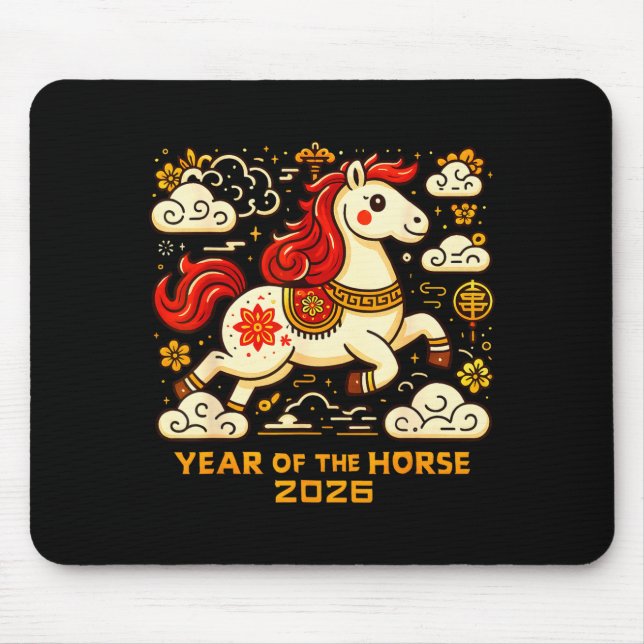 Chinese Zodiac Horse 2026 Lunar New Year Art Gift  Mouse Mat (Front)