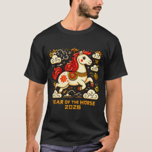 Chinese Zodiac Horse 2026 Lunar New Year Art Gift T-Shirt