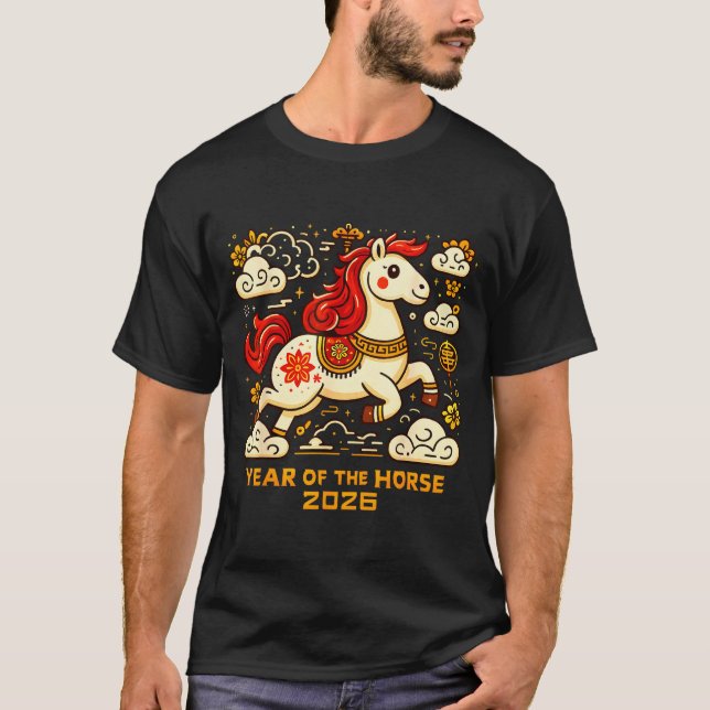 Chinese Zodiac Horse 2026 Lunar New Year Art Gift  T-Shirt (Front)