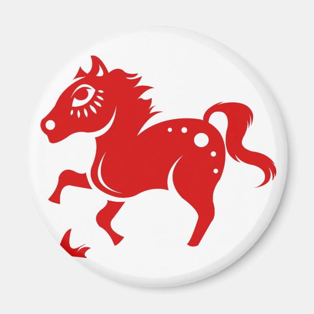 CHINESE ZODIAC HORSE PAPERCUT ILLUSTRATION MAGNET (Front)