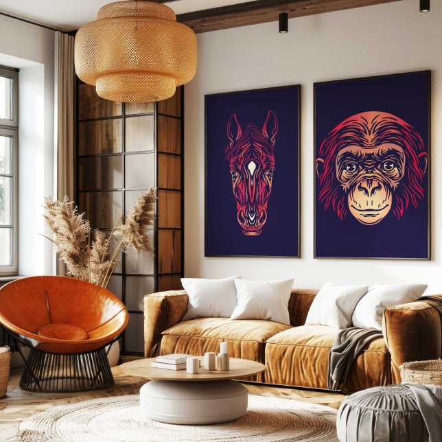 Chinese Zodiac Monkey Wall Art Print Japandi Decor (Chinese Zodiac Monkey Wall Art Print Japandi Decor by TinkPrints
)