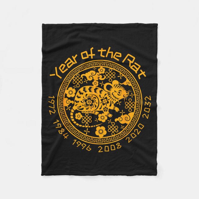 Chinese Zodiac New Year Of The Rat Sign  Fleece Blanket (Front)
