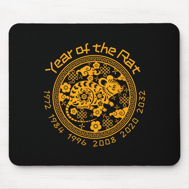 Chinese Zodiac New Year Of The Rat Sign  Mouse Mat (Front)