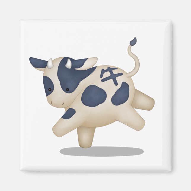 Chinese Zodiac Ox Cute Astrology Sign Magnet (Front)