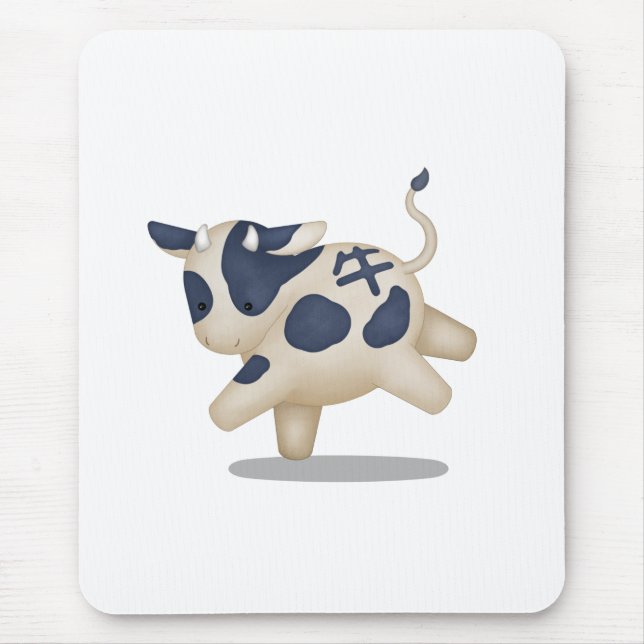 Chinese Zodiac Ox Cute Astrology Sign Mouse Mat (Front)