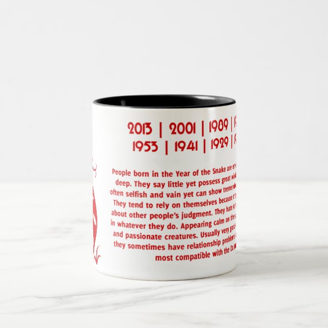 CHINESE ZODIAC PAPERCUT SNAKE ILLUSTRATED Two-Tone COFFEE MUG (Center)