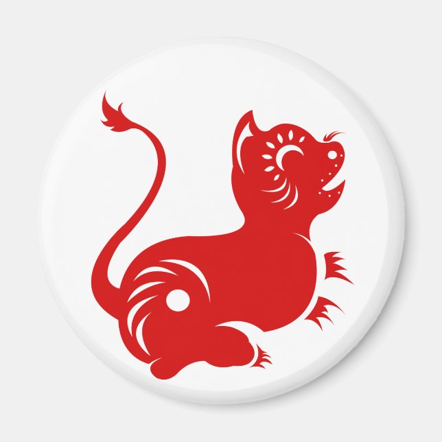 CHINESE ZODIAC PAPERCUT TIGER ILLUSTRATED MAGNET (Front)