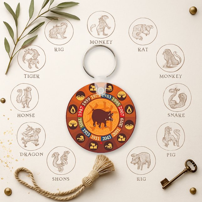 Chinese Zodiac - Pig (boar) Key Ring (Creator Uploaded)