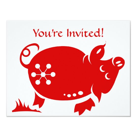 CHINESE ZODIAC PIG PAPERCUT ILLUSTRATION CARD