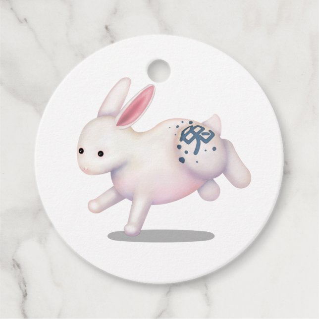 Chinese Zodiac Rabbit Cute Astrology Sign Favour Tags (Front)